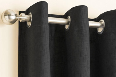 Enhanced Living Vogue Black 90 x 72 inch (229x183cm) Pair of Eyelet Thermal Noise reducing Dim Out Curtains