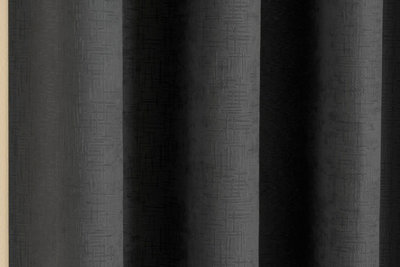 Enhanced Living Vogue Black 90 x 72 inch (229x183cm) Pair of Eyelet Thermal Noise reducing Dim Out Curtains