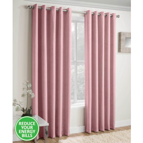 Enhanced Living Vogue Blush Pink 46 x 72 inch (117x183cm) Pair of Eyelet Thermal Noise reducing Dim Out Curtains