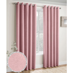Enhanced Living Vogue Blush Pink 46 x 72 inch (117x183cm) Pair of Eyelet Thermal Noise reducing Dim Out Curtains