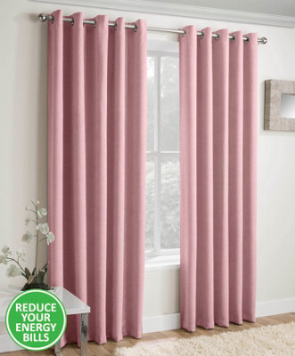 Enhanced Living Vogue Blush Pink 90 x 108 inch (229x274cm) Pair of Eyelet Thermal Noise reducing Dim Out Curtains
