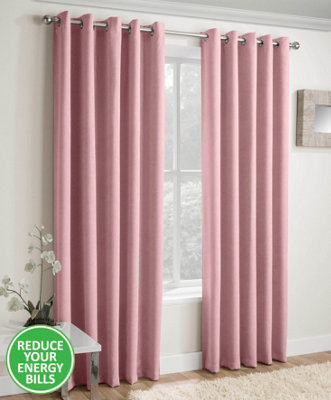 Enhanced Living Vogue Blush Pink 90 x 72 inch (229x183cm) Pair of Eyelet Thermal Noise reducing Dim Out Curtains