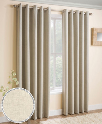Enhanced Living Vogue Cream 90 x 108 inch (229x274cm) Pair of Eyelet Thermal Noise reducing Dim Out Curtains