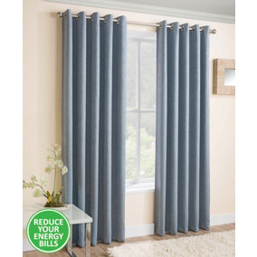 Enhanced Living Vogue Duckegg 90 x 108 inch (229x274cm) Pair of Eyelet Thermal Noise reducing Dim Out Curtains