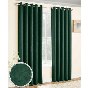 Enhanced Living Vogue Green 90 x 54 inch (229x137cm) Pair of Eyelet Thermal Noise reducing Dim Out Curtains