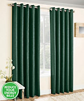 Enhanced Living Vogue Green 90 x 72 inch (229x183cm) Pair of Eyelet Thermal Noise reducing Dim Out Curtains