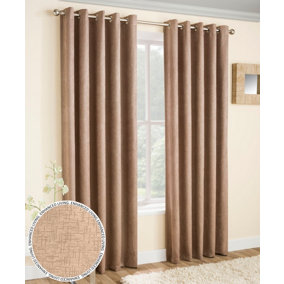 Enhanced Living Vogue Latte Natural 46 x 90 inch (117x229cm) Pair of Eyelet Thermal Noise reducing Dim Out Curtains
