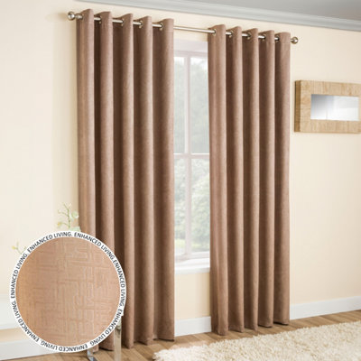 Enhanced Living Vogue Latte Natural 90 x 108 inch (229x274cm) Pair of Eyelet Thermal Noise reducing Dim Out Curtains