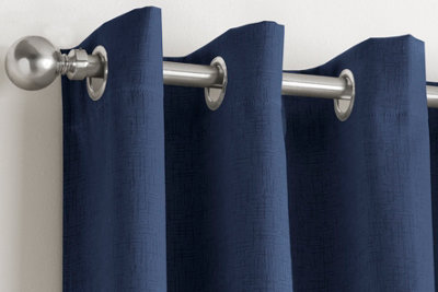 Enhanced Living Vogue Navy 46 x 54 inch (117x137cm) Pair of Eyelet Thermal Noise reducing Dim Out Curtains