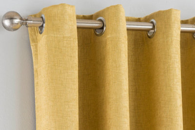 Enhanced Living Vogue Ochre 46 x 54 inch (117x137cm) Pair of Eyelet Thermal Noise reducing Dim Out Curtains