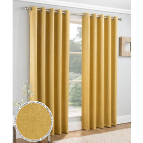 Enhanced Living Vogue Ochre 46 x 72 inch (117x183cm) Pair of Eyelet Thermal Noise reducing Dim Out Curtains