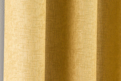 Enhanced Living Vogue Ochre 90 x 108 inch (229x274cm) Pair of Eyelet Thermal Noise reducing Dim Out Curtains