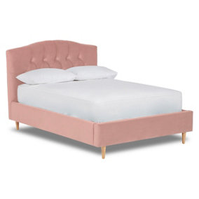 Enigma Classic Chesterfield Fabric Bed Base Only 4FT Small Double- Verlour Baby Pink