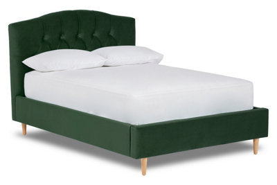 Enigma Classic Chesterfield Fabric Bed Base Only 4FT Small Double- Verlour Emerald