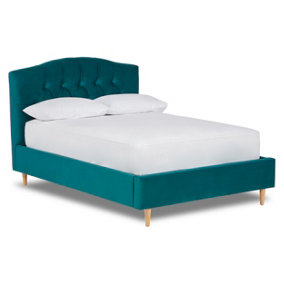 Enigma Classic Chesterfield Fabric Bed Base Only 4FT6 Double- Verlour Deep Teal