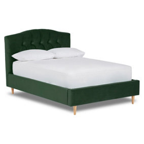 Enigma Classic Chesterfield Fabric Bed Base Only 4FT6 Double- Verlour Emerald