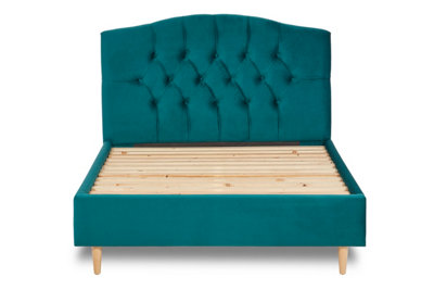 Enigma Classic Chesterfield Fabric Bed Base Only 5FT King- Verlour Deep Teal