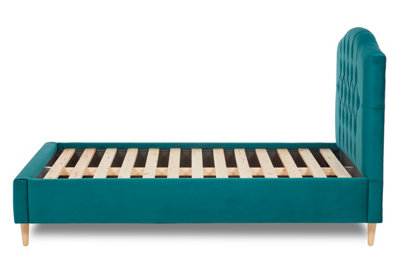 Enigma Classic Chesterfield Fabric Bed Base Only 5FT King- Verlour Deep Teal