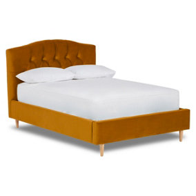 Enigma Classic Chesterfield Fabric Bed Base Only 6FT Super King- Verlour Mustard