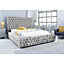 Enigma Crushed Crush Bed Frame With Chesterfield Headboard - Silver