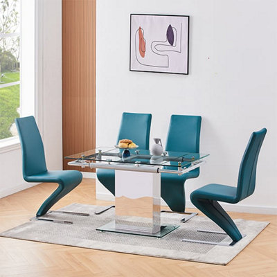 Enke Extending Clear Glass Dining Table With Chrome Base