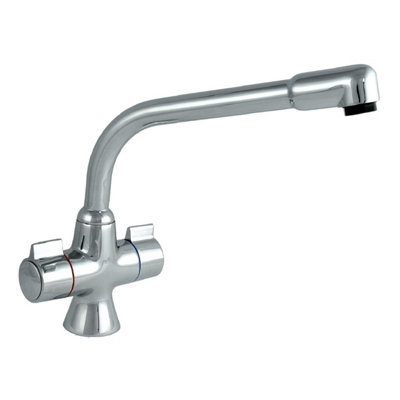 ENKI Alpha Chrome Dual Flow Twin Lever Tap for Kitchen Sink