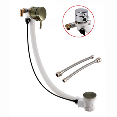 ENKI Antique Bronze Pop Up Freeflow Round Bath Filler with Overflow & Waste W47 - 4