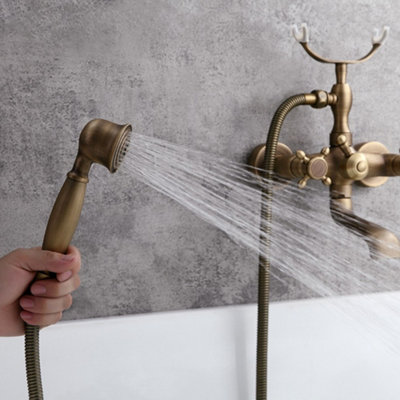 ENKI Antique Bronze Telephone Style Traditional Solid Brass Handheld Shower Head E10