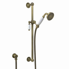 ENKI Antique Bronze Traditional Brass & Ceramic Shower Slider Rail Kit ES029