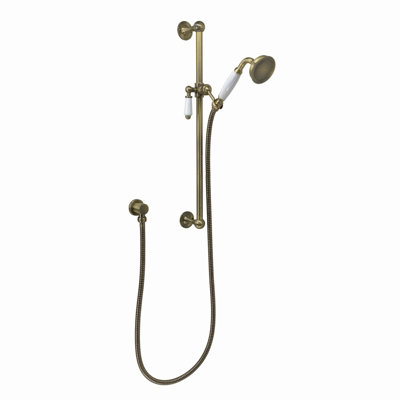 ENKI Antique Bronze Traditional Brass & Ceramic Shower Slider Rail Kit ES029 - 4