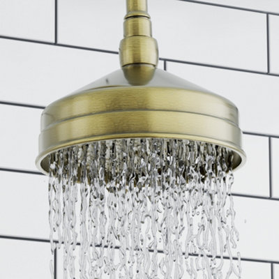 ENKI Antique Bronze Traditional Ceiling Fixed Brass Shower Head & Arm 150mm