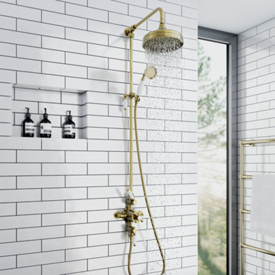ENKI Antique Bronze Traditional Lever Solid Brass Rigid Shower Riser Rail B08 - 3
