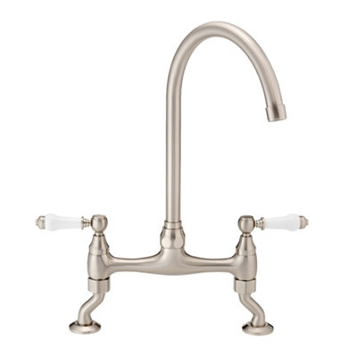 ENKI Astbury Traditional Brushed Nickel Deck Mount Mixer Tap for Kitchen Sink