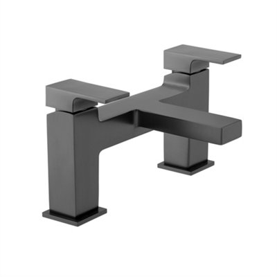 ENKI Athena Gunmetal Black Contemporary Solid Brass Bath Mixer Tap Filler BT0113