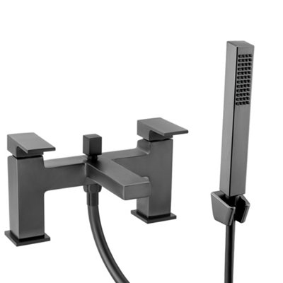 ENKI Athena Gunmetal Black Square Solid Brass Shower Mixer Tap Filler BT0208