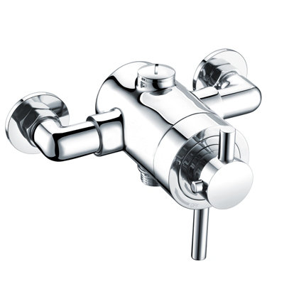 ENKI Azure Chrome Concentric Bottom Outlet Brass Thermostatic Shower Valve T95