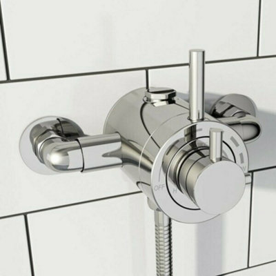 ENKI Azure Chrome Concentric Bottom Outlet Brass Thermostatic Shower Valve T95