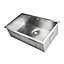 ENKI, Bali, KS001, Brushed Stainless Steel Rectangular Kitchen Sink, Undermount Topmount Fitting into Sink Unit, Large Sink Bowl,