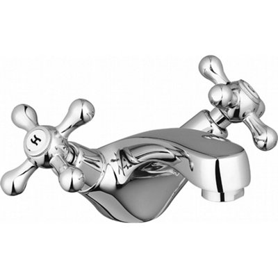 ENKI Beaumont Chrome Traditional Slotted Brass Basin Mixer Tap & Waste BBT0109 - 4