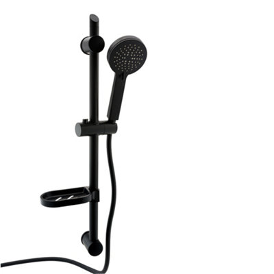 ENKI Black Adjustable 3-Setting Shower Riser Rail Kit ES019 - 3