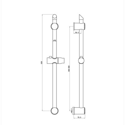 ENKI Black Adjustable Shower Riser Rail Kit S30 - 7