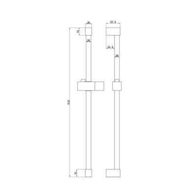 ENKI Black Square Stainless Steel Shower Slider Rail Bar S29