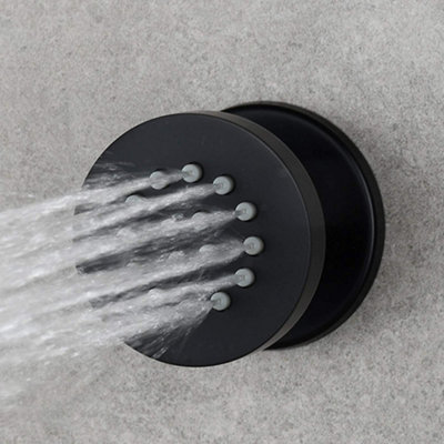 ENKI Body Massager Black Round Rubber Nozzle Shower Jets 4-Pack