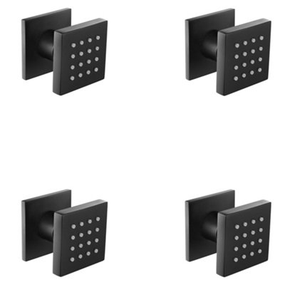 ENKI Body Massager Black Square Rubber Nozzle Shower Jets 4-Pack