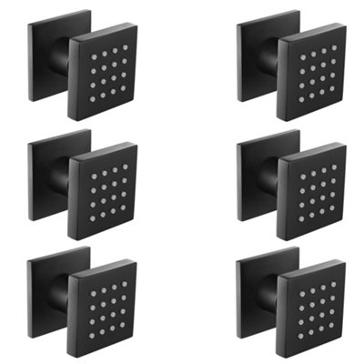 ENKI Body Massager Black Square Rubber Nozzle Shower Jets 6-Pack