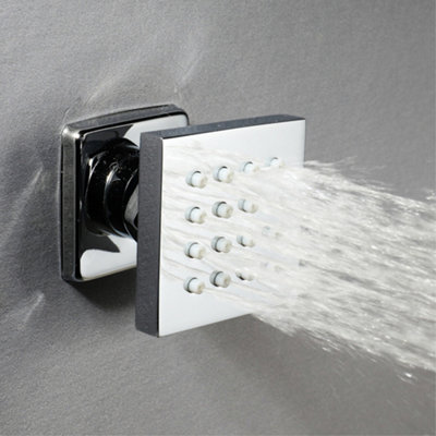 ENKI Body Massager Chrome Square Rubber Nozzle Shower Jets 4-Pack