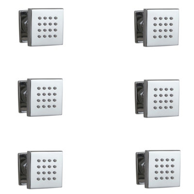 ENKI Body Massager Chrome Square Rubber Nozzle Shower Jets 6-Pack