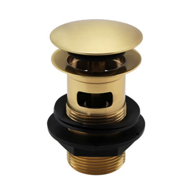 ENKI Brushed Brass Classic Timeless Bathroom Solid Metal Slotted Push ...