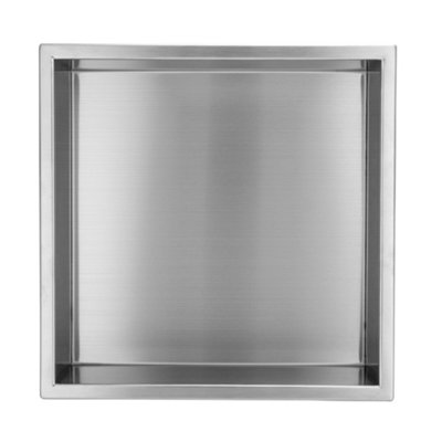 ENKI Brushed Steel Shower Niche 300x300