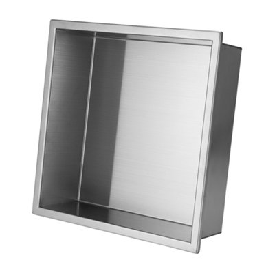 ENKI Brushed Steel Shower Niche 300x300